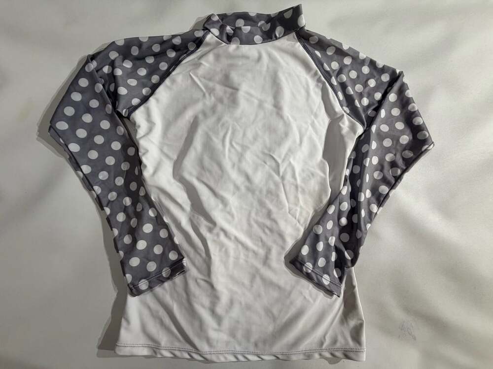 Long Sleeve Polka Dot Rash Guard One Piece Swimsuit